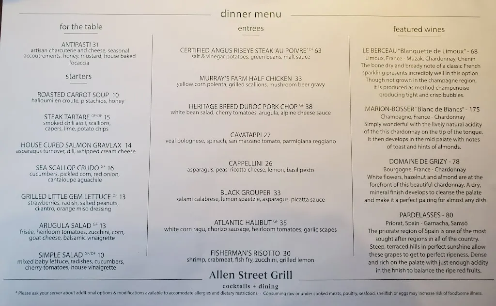 Menu_Allen Street Grill_State College, PA_image_old_1