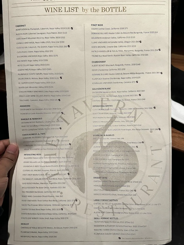 Menu_The Tavern_State College, PA_image_old_2