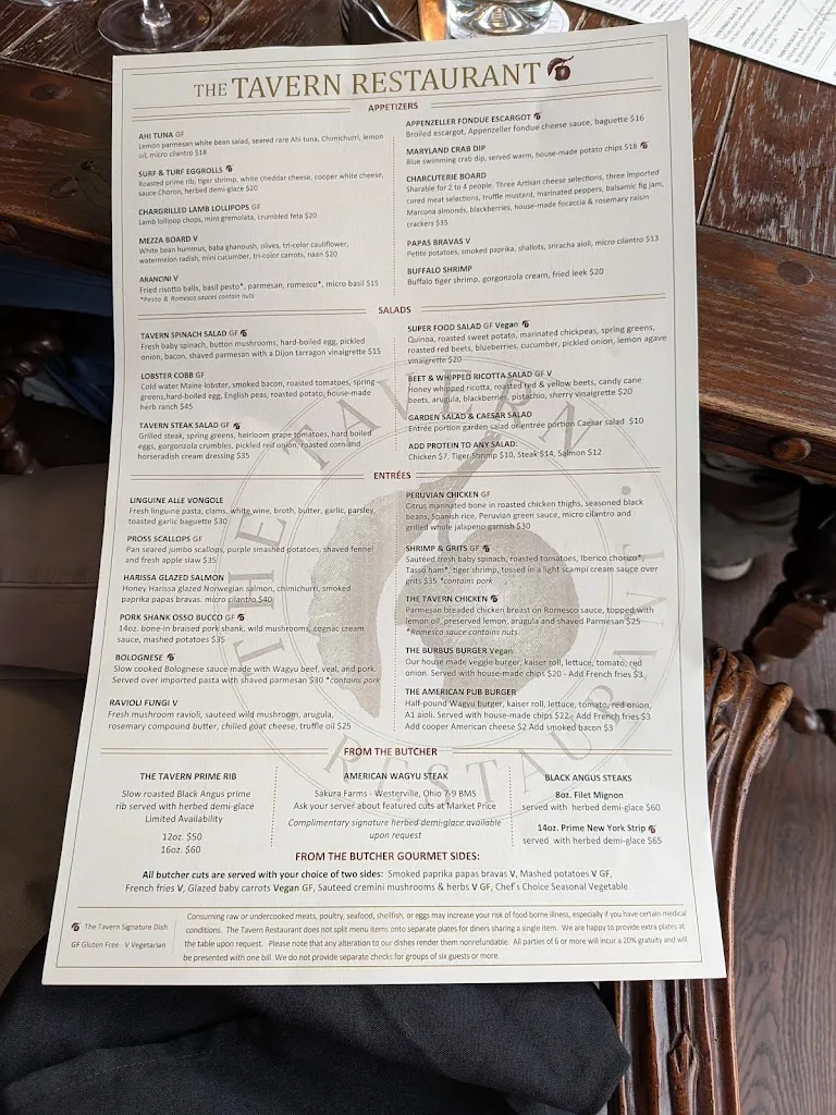 Menu_The Tavern_State College, PA_image_old_3
