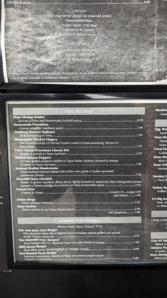 Menu_Churchill Haus_Turtle Creek, PA_image_old_3