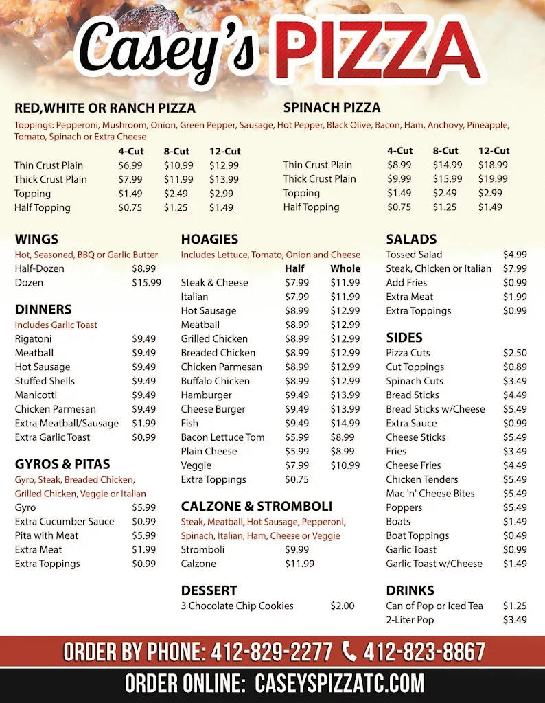 Menu_Casey's Pizza_Turtle Creek, PA_image_old_1