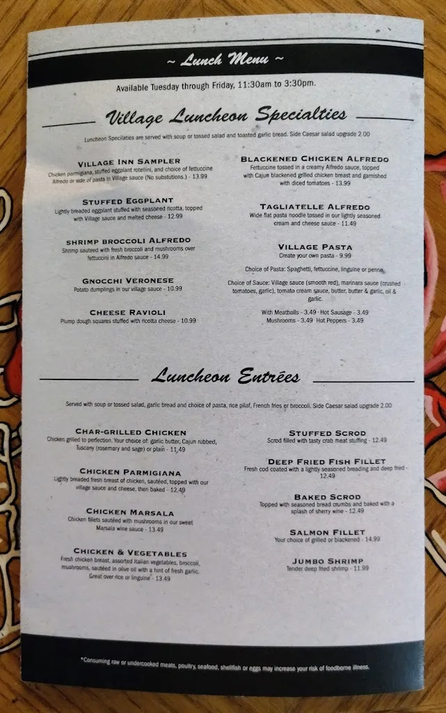 Menu_Verona Village Inn_Verona, PA_image_old_1