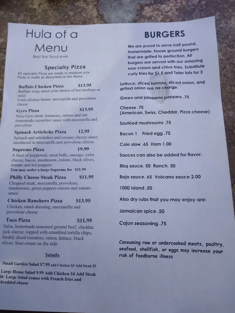 Menu_Hula Bar & Grill_Verona, PA_image_old_2