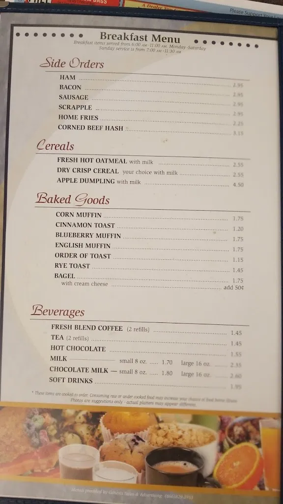Menu_Dover Valley Restaurant_Dover, PA_image_old_2