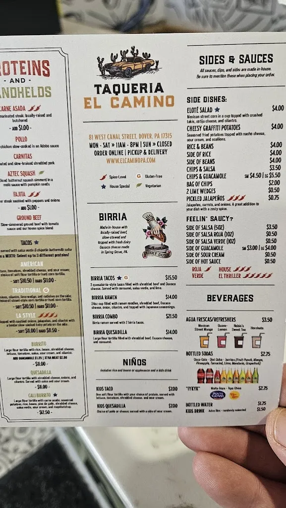 Menu_Taqueria EL Camino_Dover, PA_image_old_3