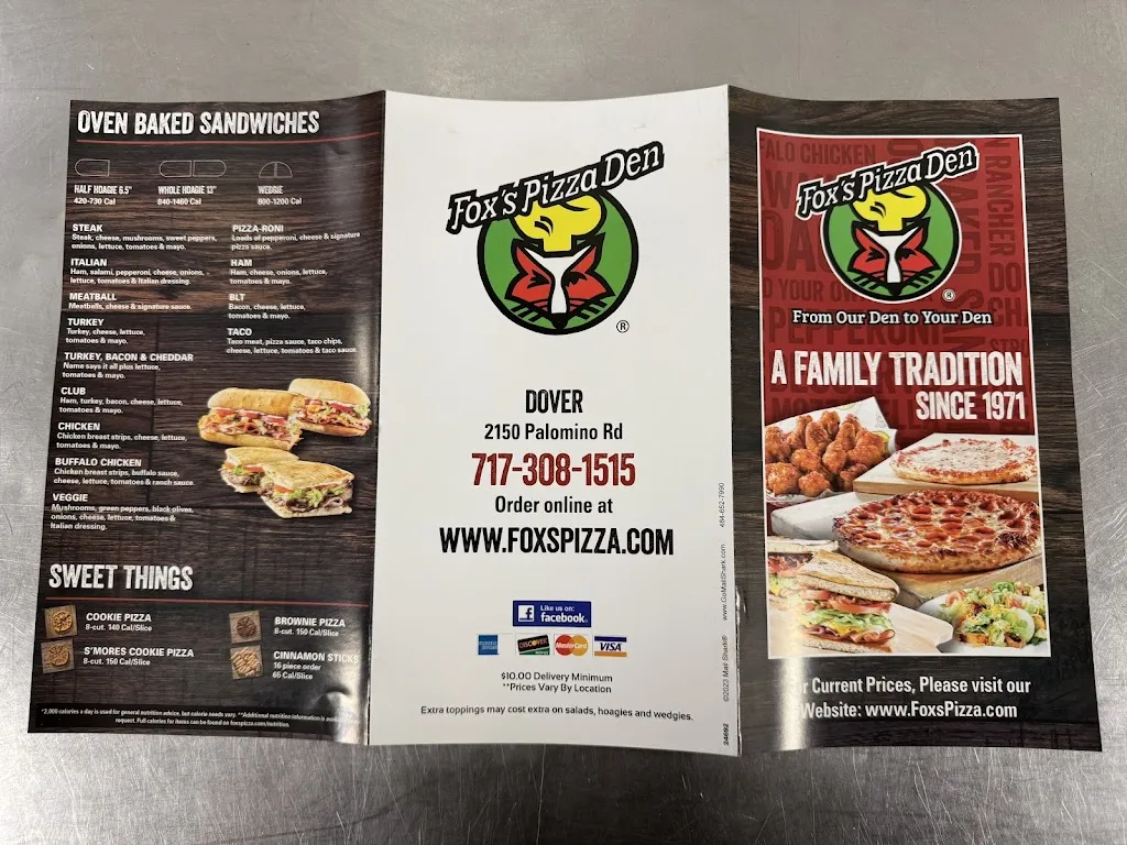 Menu_Fox's Pizza Den_Dover, PA_image_old_2