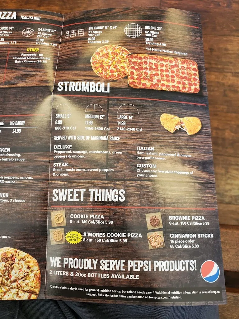 Menu_Fox's Pizza Den_Dover, PA_image_old_3