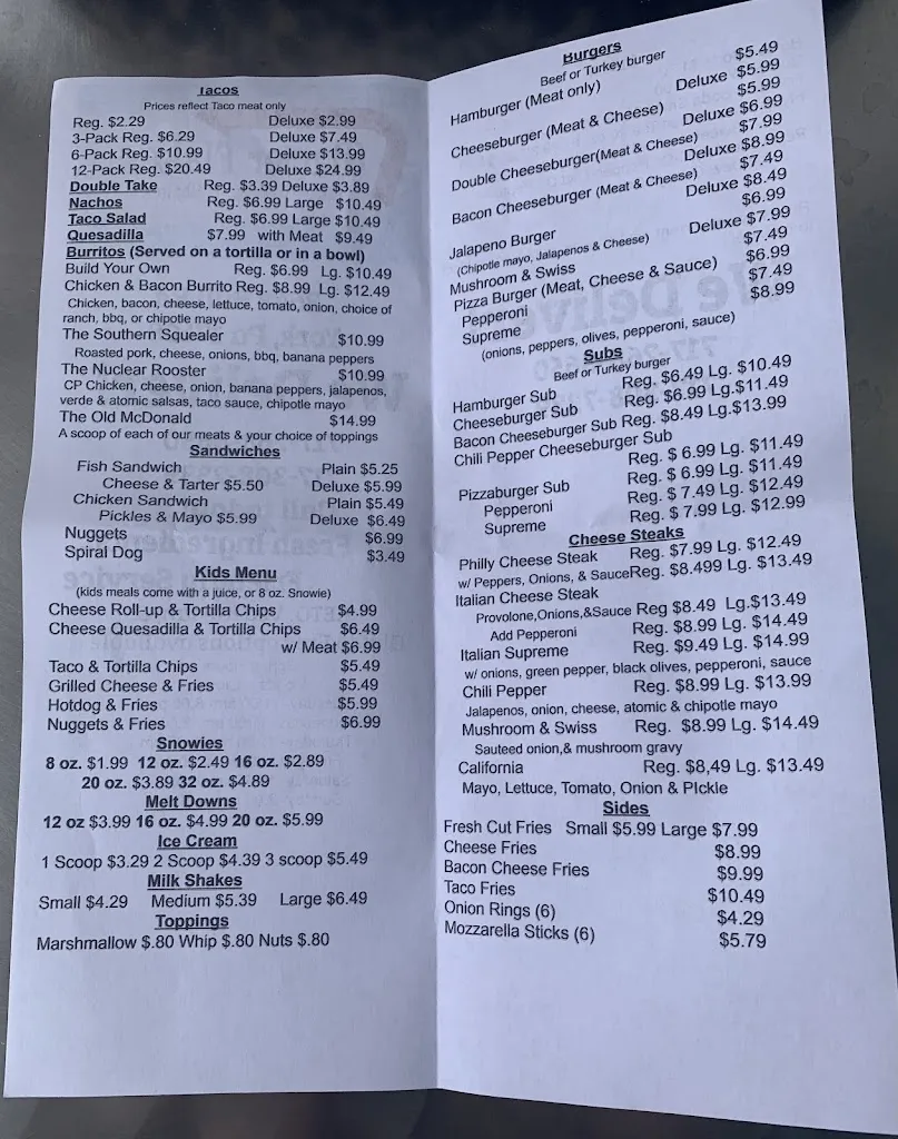 Menu_Glacier Flakes_York, PA_image_old_2
