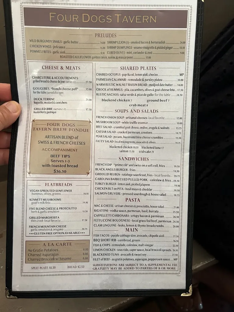 Menu_The Four Dogs Tavern_West Chester, PA_image_old_2
