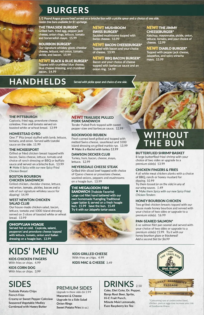 Menu_The Trailside_West Newton, PA_image_old_1