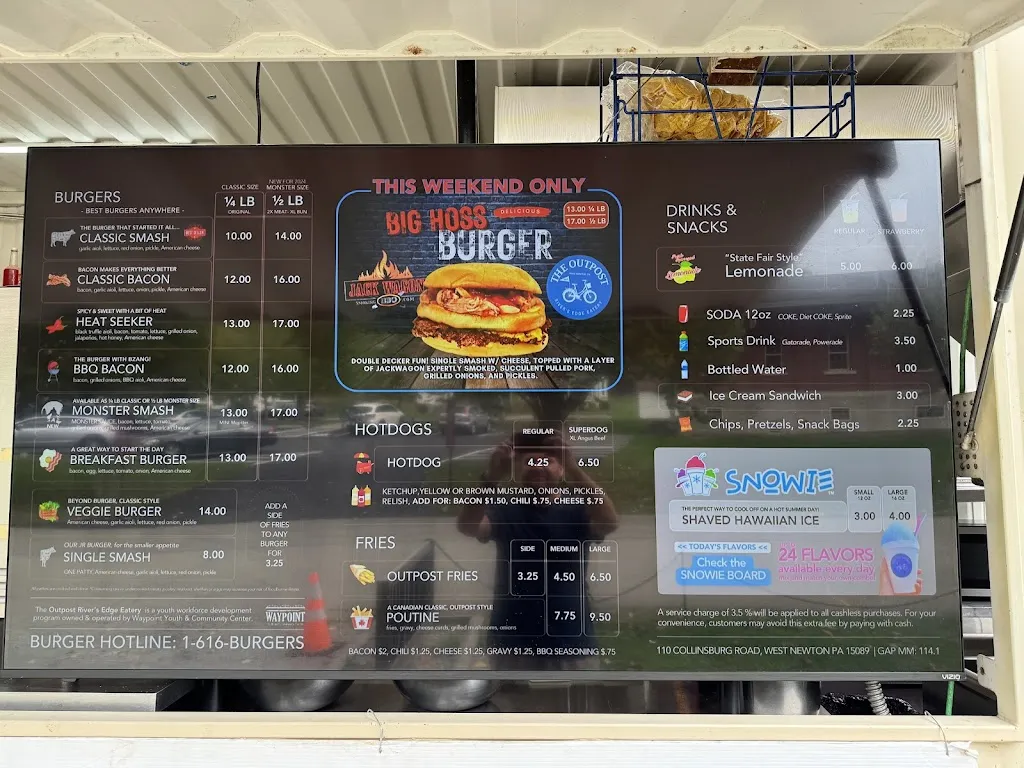 Menu_The Outpost River's Edge Eatery_West Newton, PA_image_old_2
