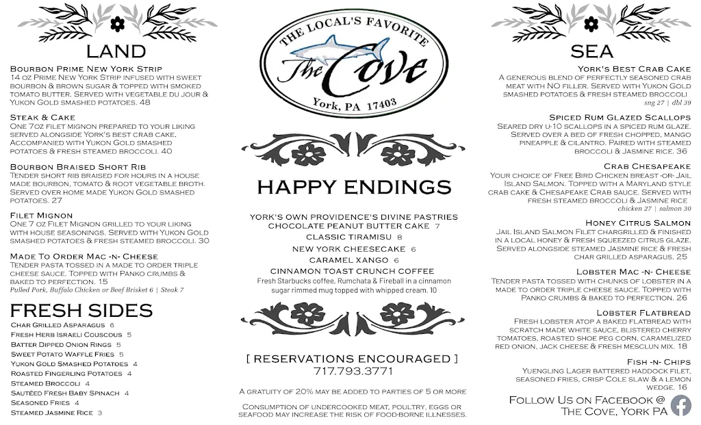 Menu_The Cove_York, PA_image_old_2