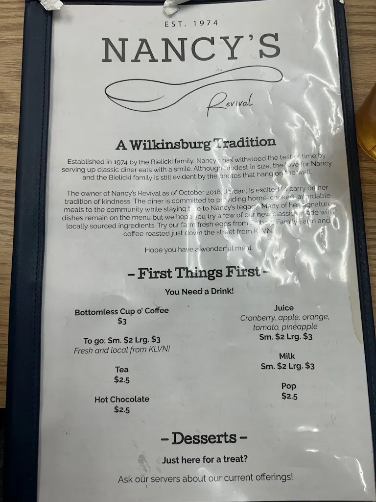 Menu_Nancy's Revival_Pittsburgh, PA_image_old_2