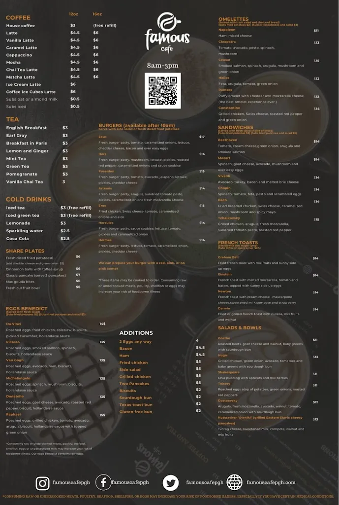Menu_Famous Cafe_Pittsburgh, PA_image_old_1