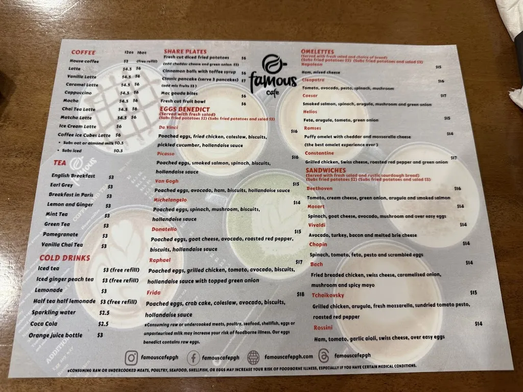 Menu_Famous Cafe_Pittsburgh, PA_image_old_3