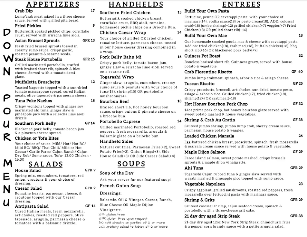 Menu_The Down Pour_Wilkes-Barre, PA_image_old_1