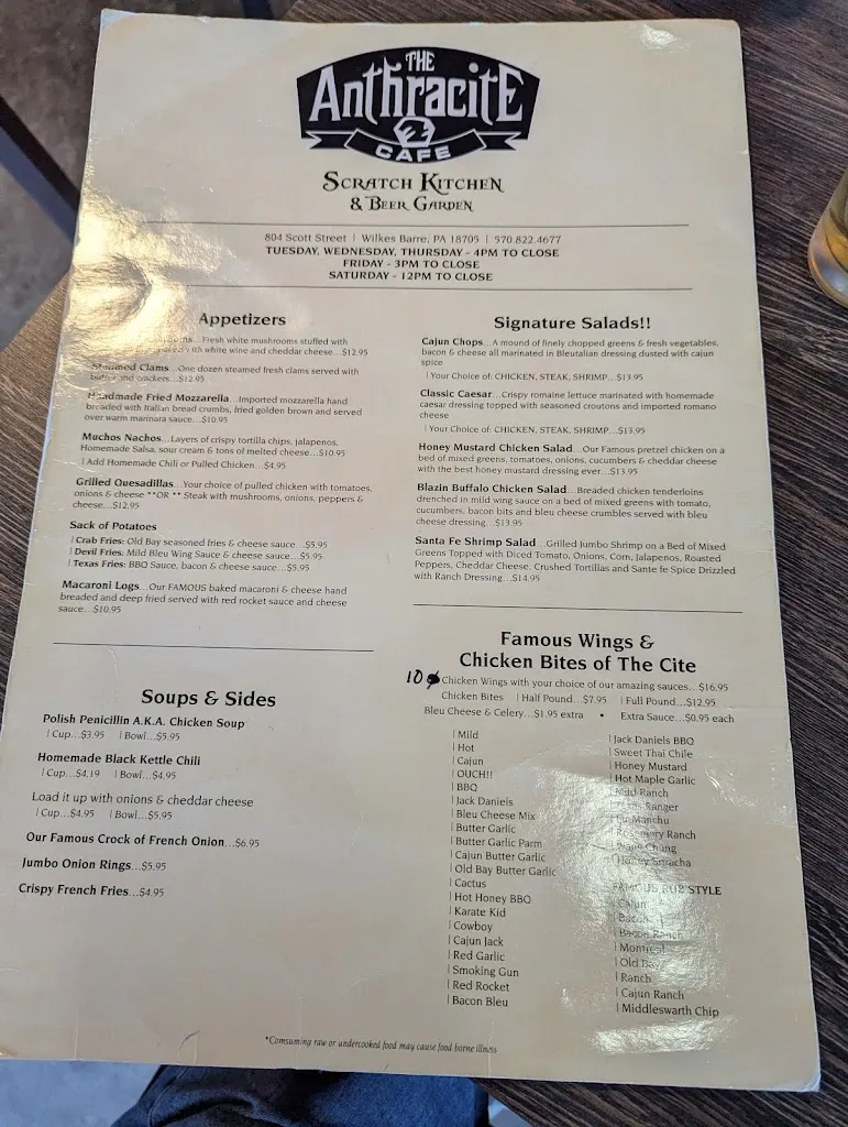 Menu_Anthracite Cafe_Wilkes-Barre, PA_image_old_1
