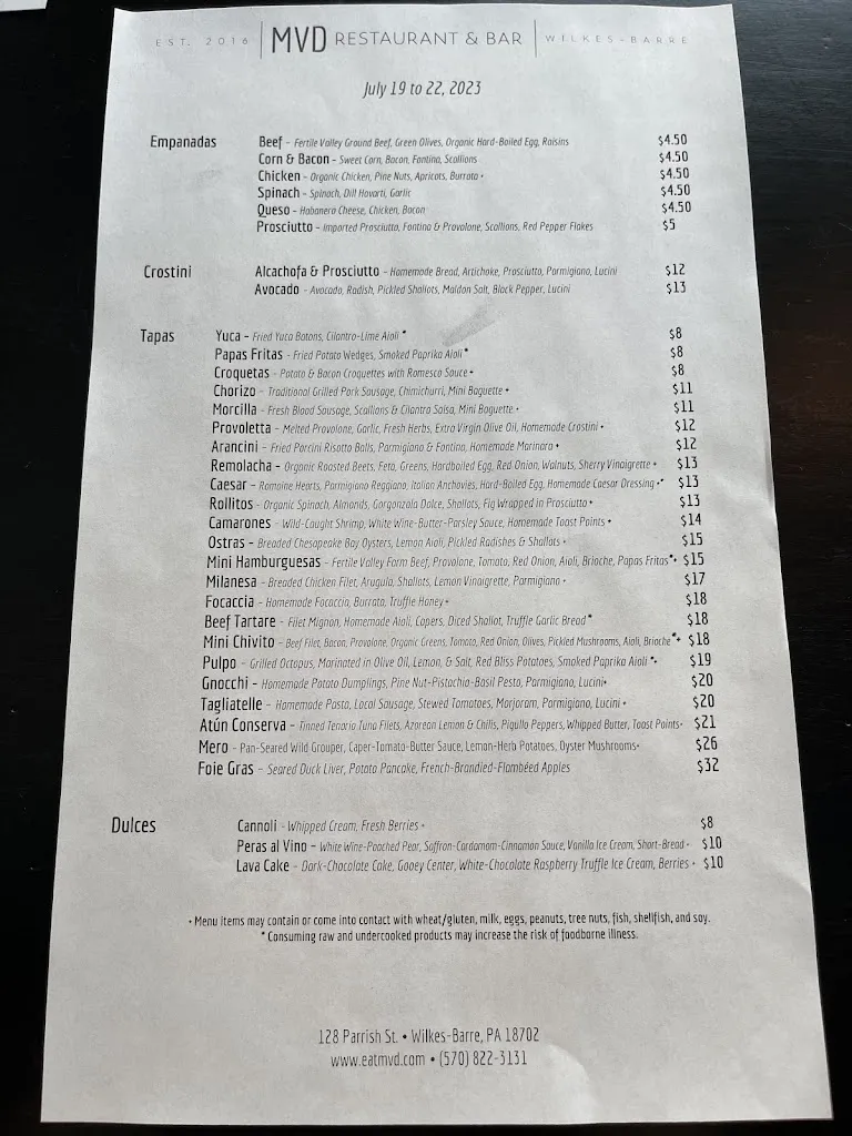 Menu_MVD Restaurant & Bar_Wilkes-Barre Township, PA_image_old_3