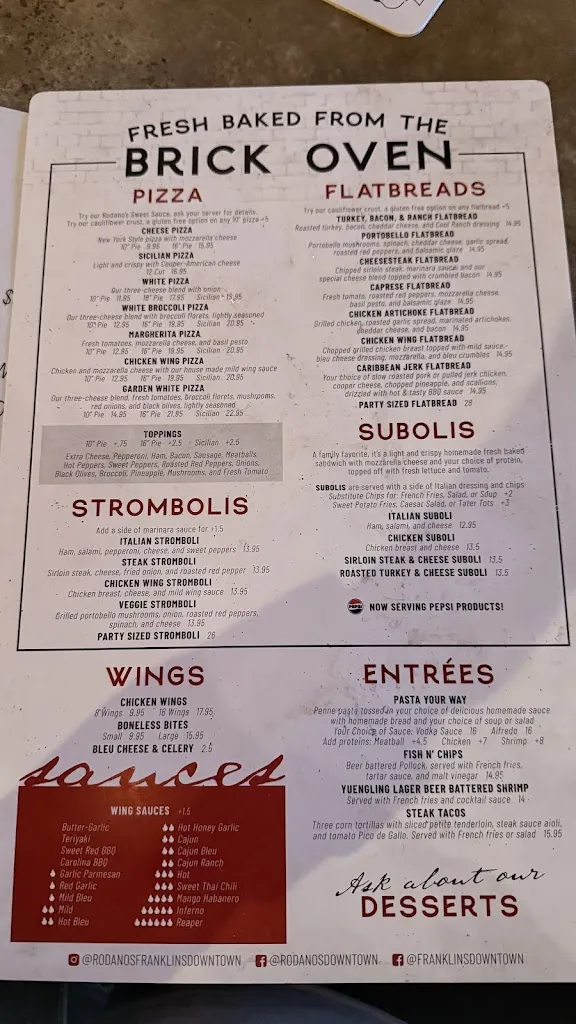 Menu_Franklin's_Wilkes-Barre, PA_image_old_1
