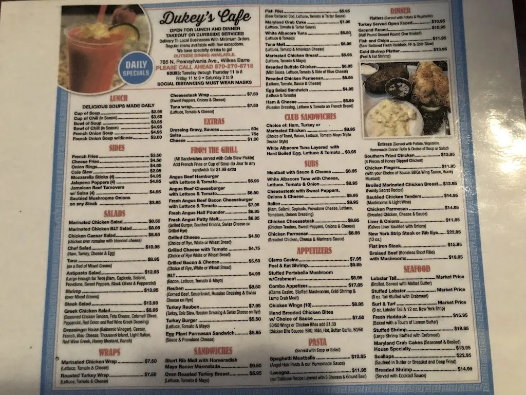 Menu_The Legendary Dukey’s_Wilkes-Barre, PA_image_old_3