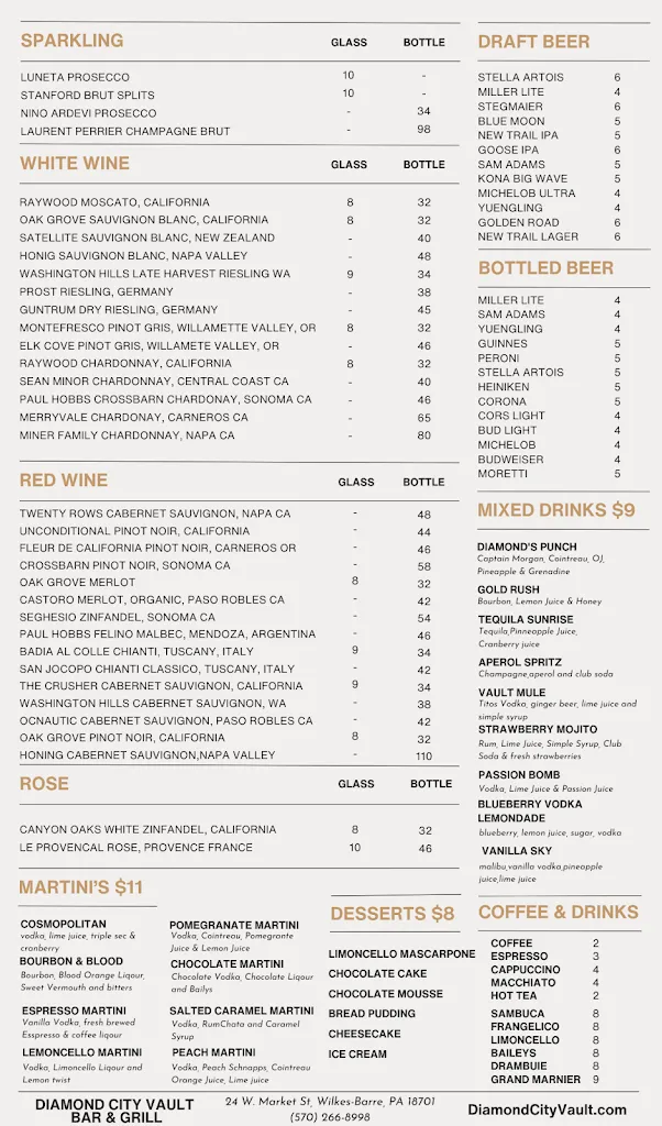 Menu_Diamond City Vault Bar & Grill_Wilkes-Barre, PA_image_old_1