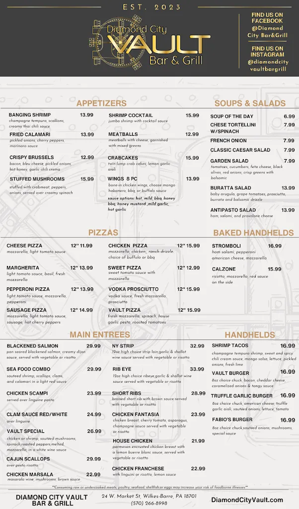 Menu_Diamond City Vault Bar & Grill_Wilkes-Barre, PA_image_old_2