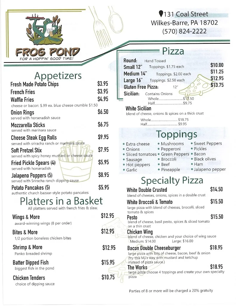 Menu_Frog Pond Pub_Wilkes-Barre, PA_image_old_1