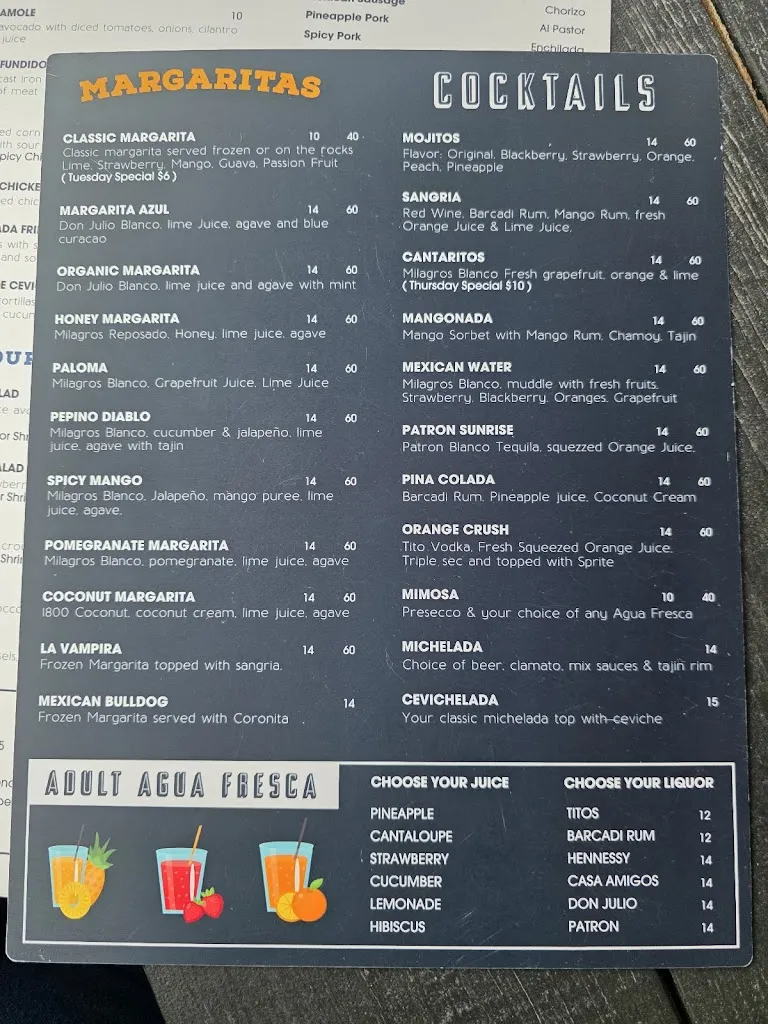 Menu_Margarita Azul_Wilkes-Barre, PA_image_old_2