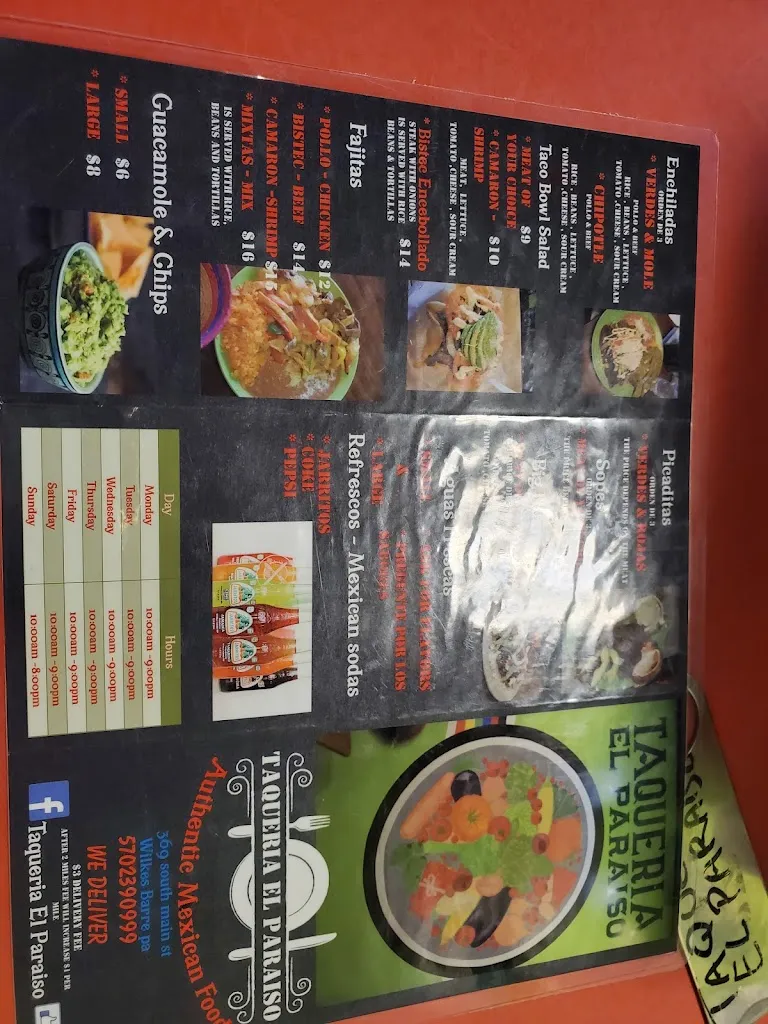 Menu_Taqueria El Paraiso_Wilkes-Barre, PA_image_old_3