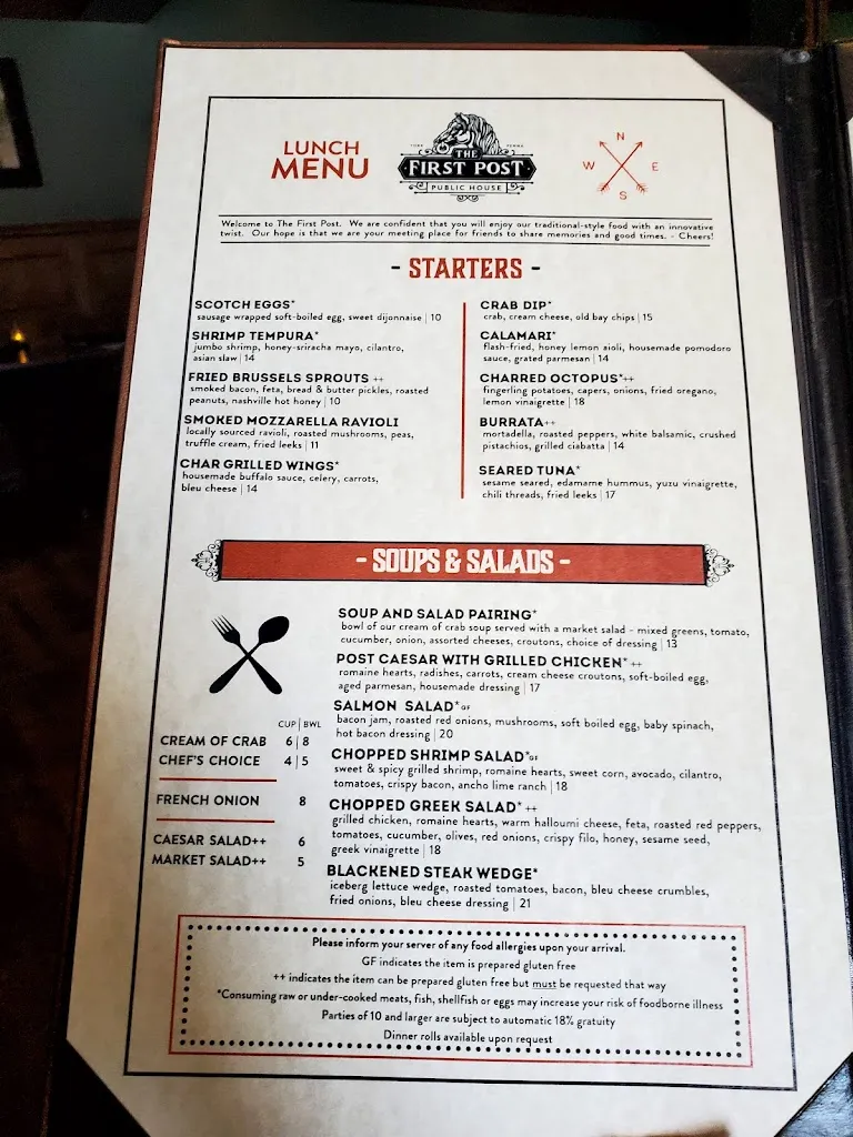 Menu_The First Post_York, PA_image_old_1