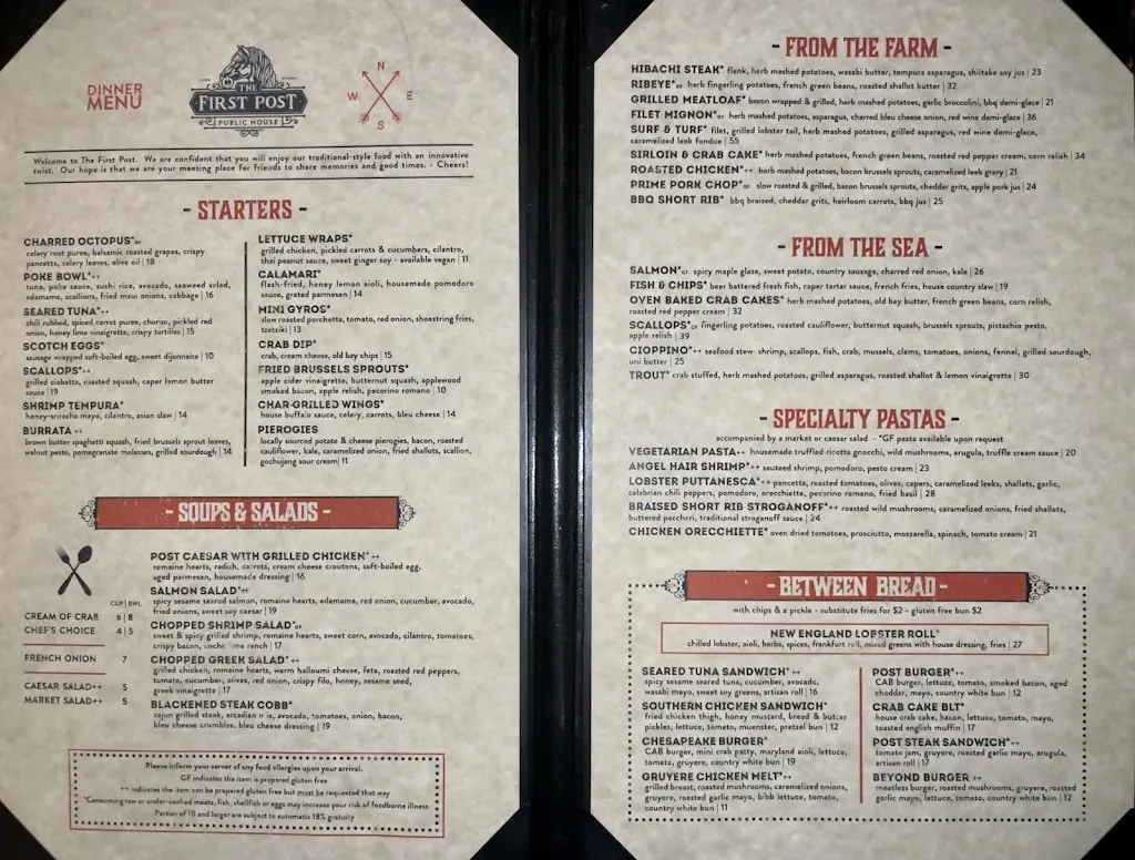 Menu_The First Post_York, PA_image_old_2