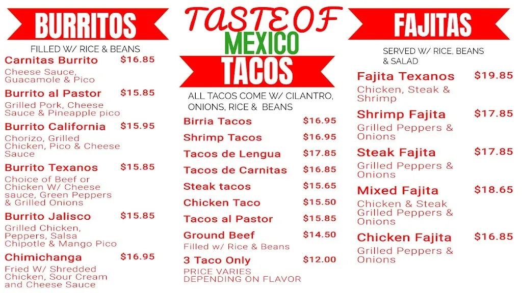 Menu_Taste of Mexico_Wyoming, PA_image_old_1