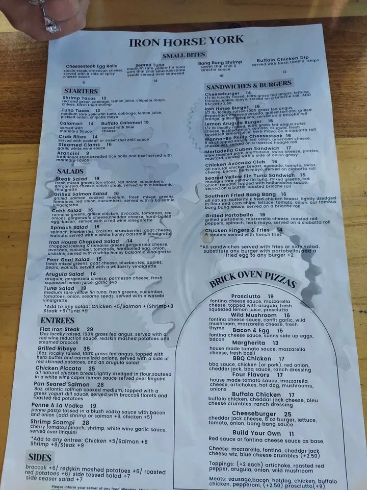Menu_Iron Horse York_York, PA_image_old_1