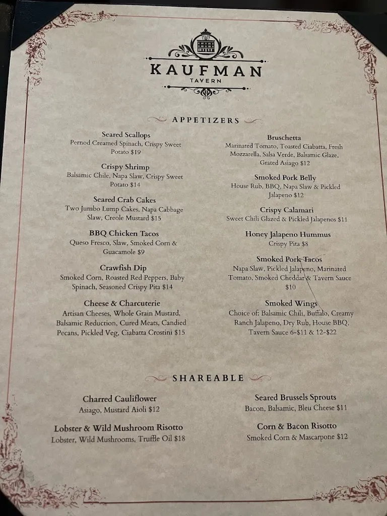 Menu_Kaufman Tavern_Zelienople, PA_image_old_2