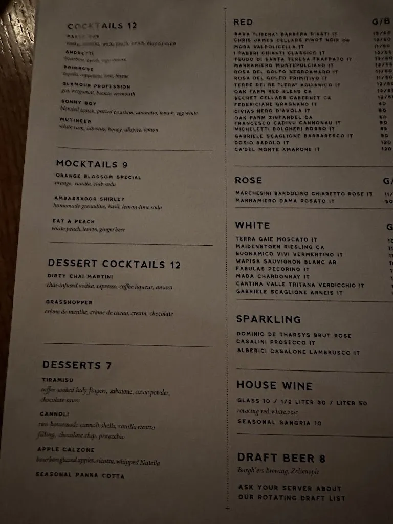 Menu_Della Terra | Italian Bistro_Zelienople, PA_image_old_1