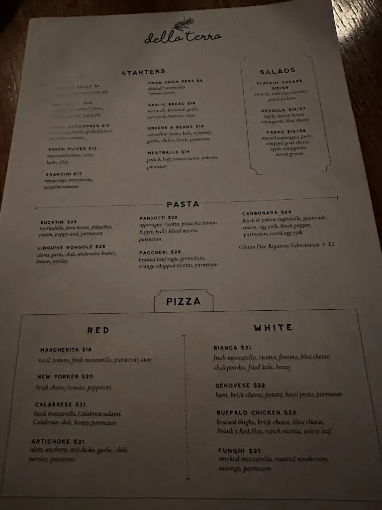 Menu_Della Terra | Italian Bistro_Zelienople, PA_image_old_2
