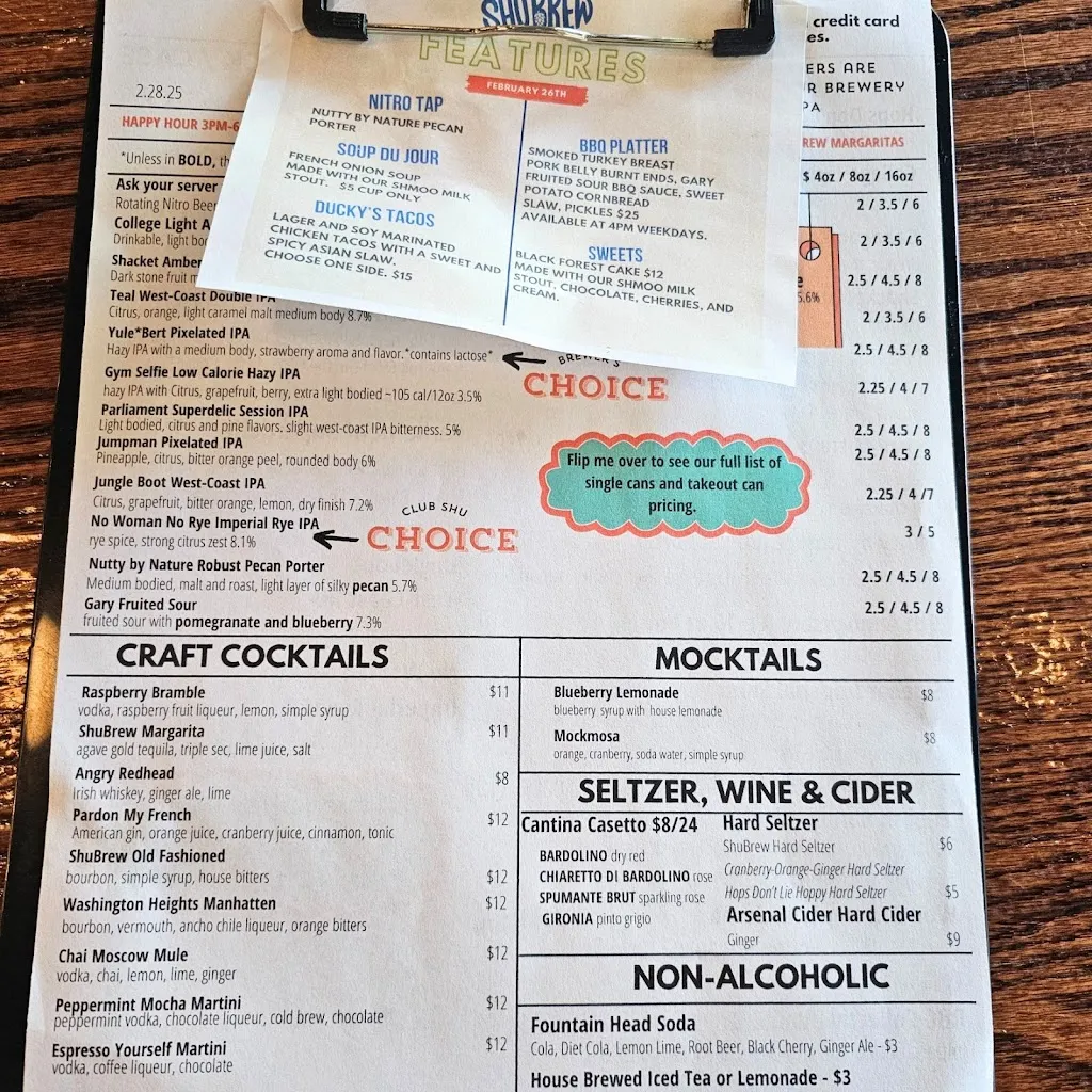 Menu_ShuBrew_Zelienople, PA_image_old_1
