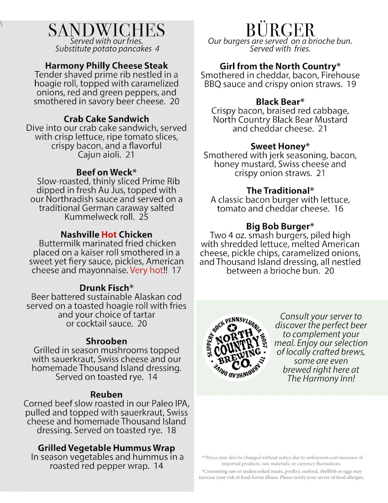 Menu_The Harmony Inn_Harmony, PA_image_old_1