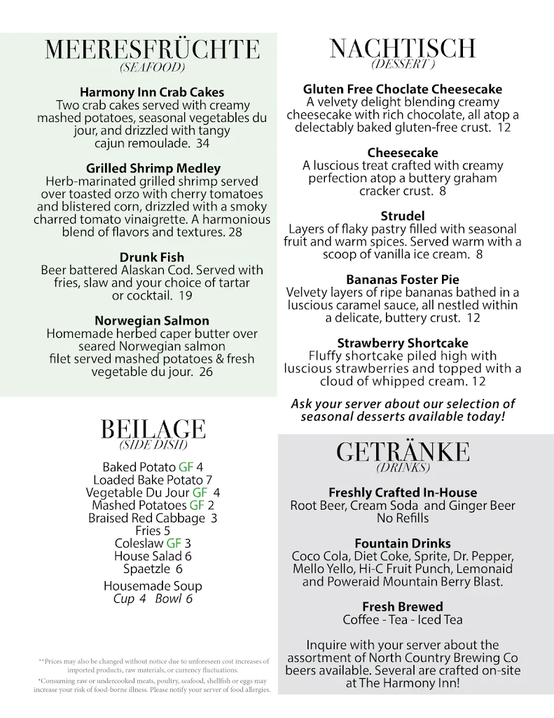 Menu_The Harmony Inn_Harmony, PA_image_old_2