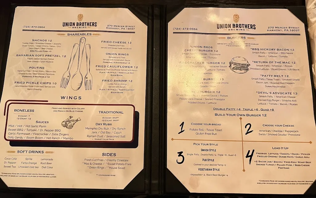 Menu_Union Brothers Brewing_Harmony, PA_image_old_2