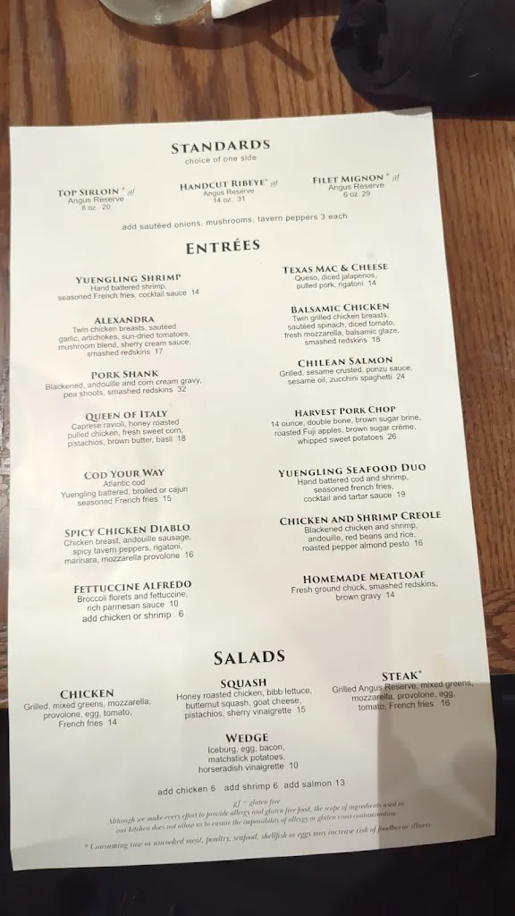 Menu_Log Cabin Inn_Harmony, PA_image_old_1