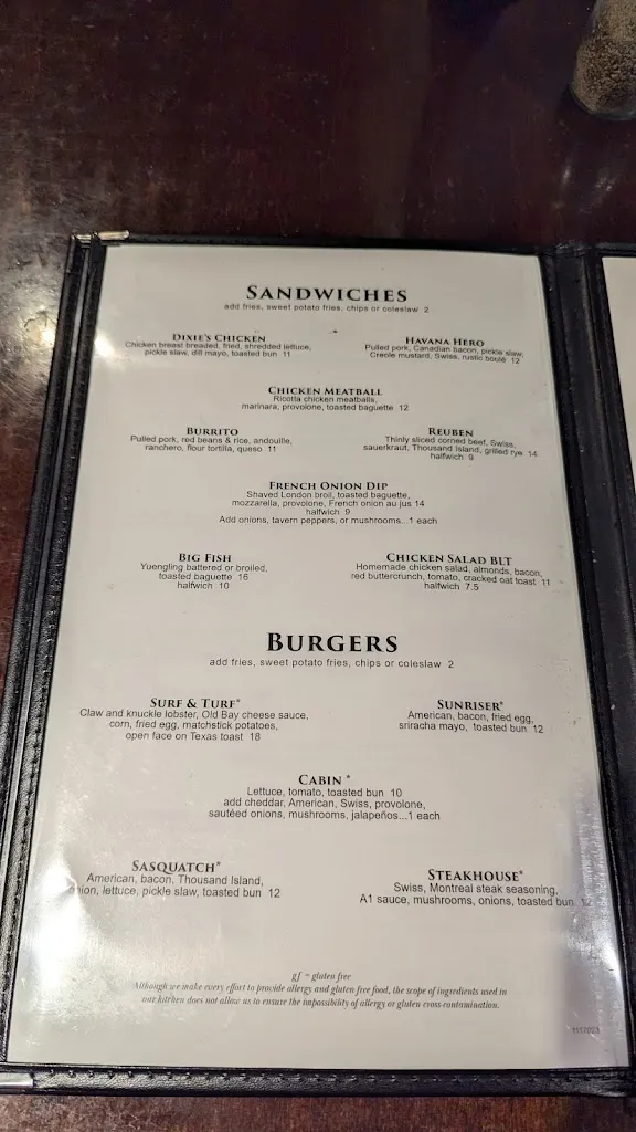 Menu_Log Cabin Inn_Harmony, PA_image_old_3