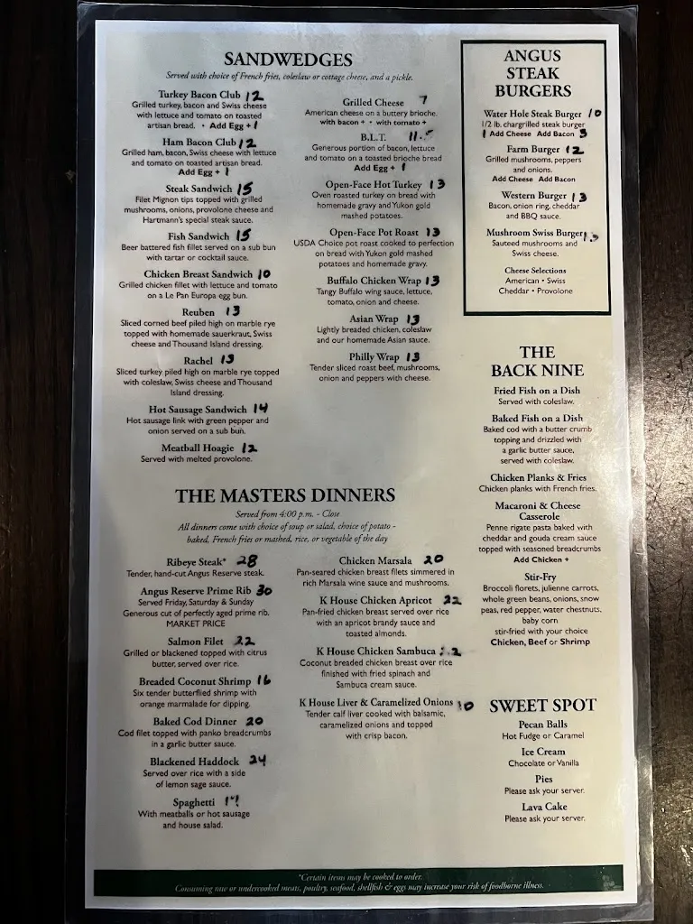 Menu_Waterhole Restaurant_Harmony, PA_image_old_1
