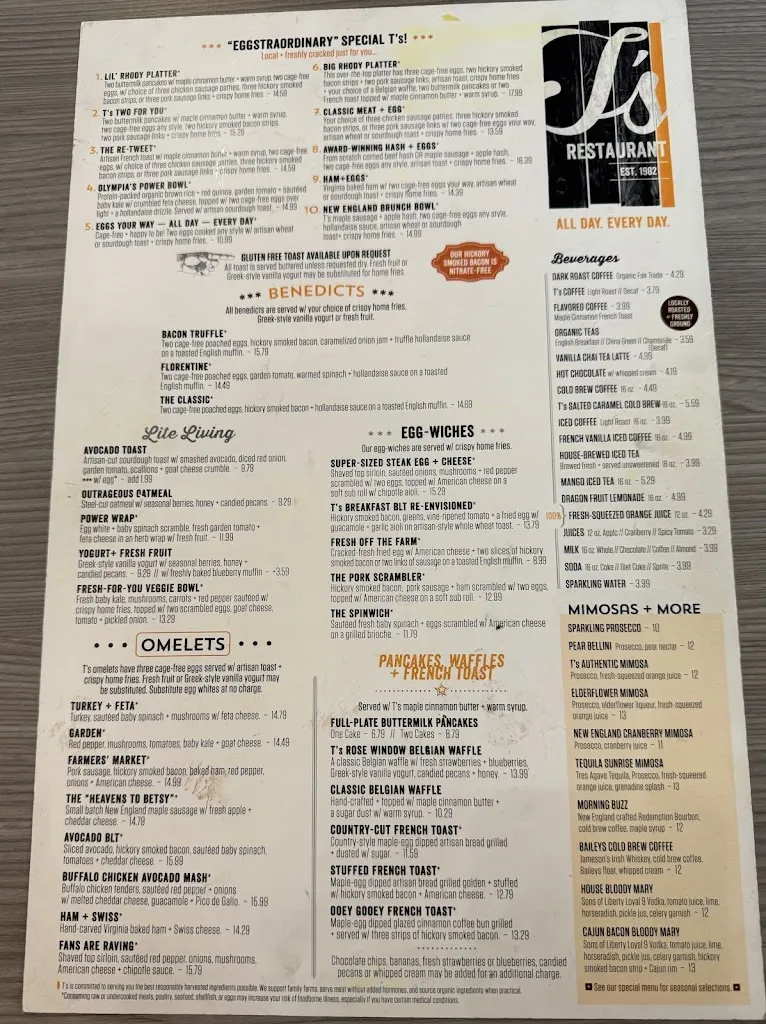 Menu_T's Restaurant Narragansett_Narragansett, RI_image_old_1