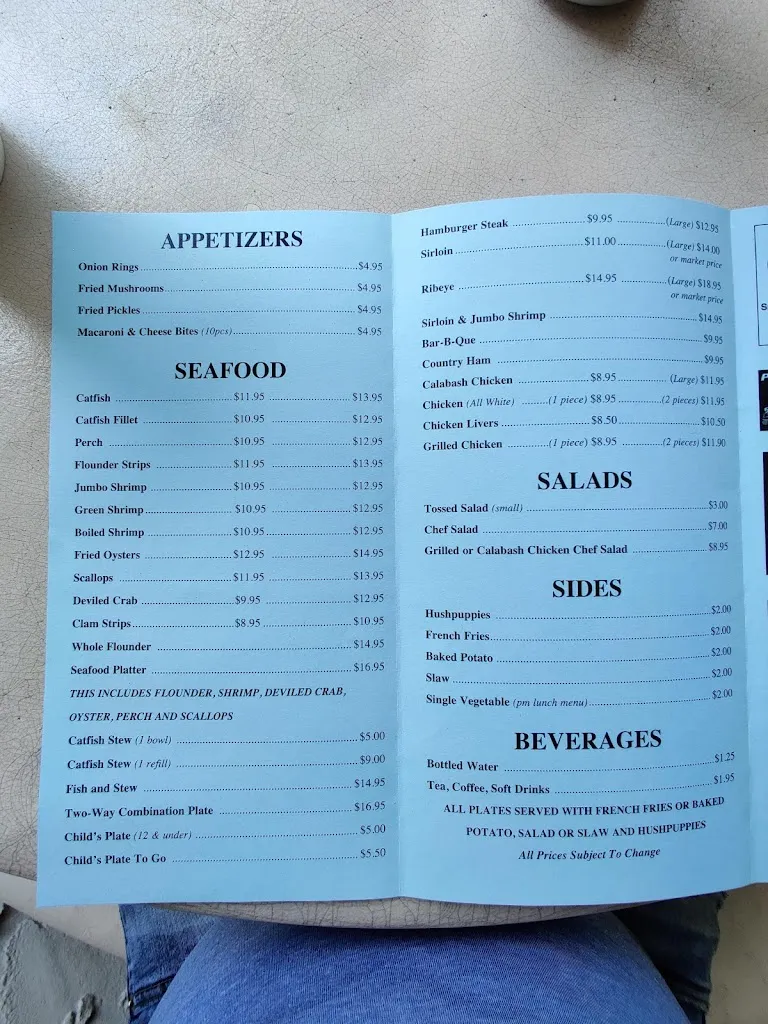 Menu_Bailey's Fish Camp_Blacksburg, SC_image_old_2