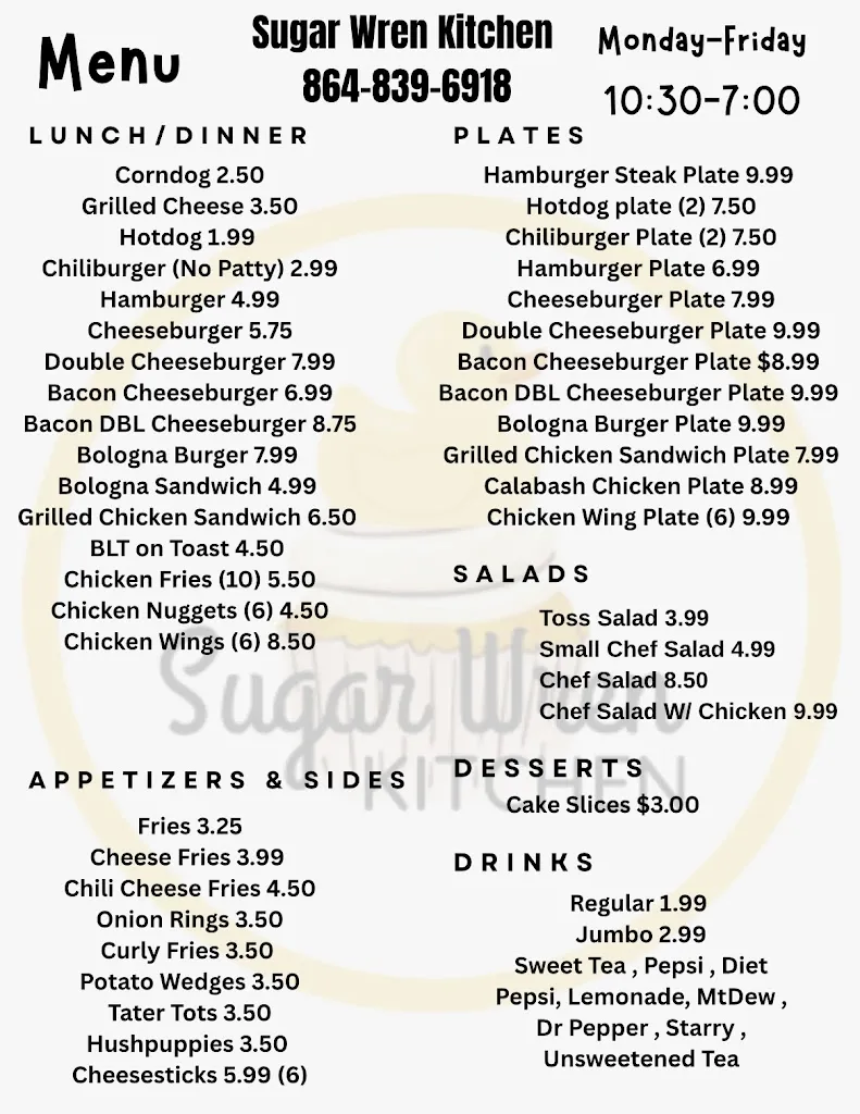 Menu_Sugar Wren Kitchen_Blacksburg, SC_image_old_1