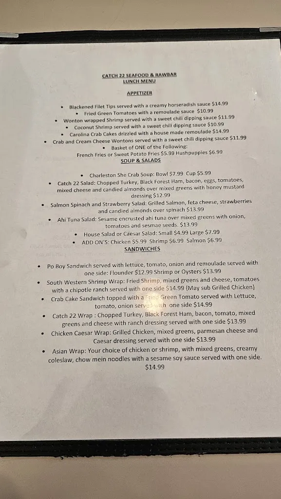 Menu_Catch 22_Chapin, SC_image_old_1