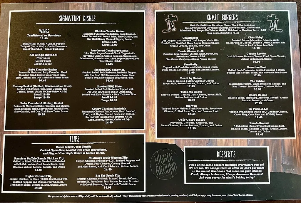 Menu_Higher Ground Char House_Chapin, SC_image_old_1