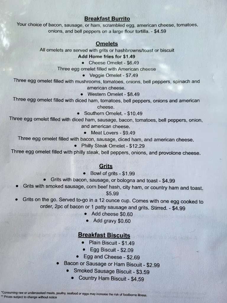 Menu_Gramma's_Sumter, SC_image_old_2