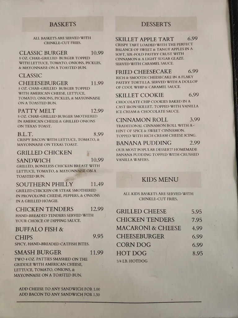 Menu_The Restaurant at Second Mill Bar and Lounge_Sumter, SC_image_old_1